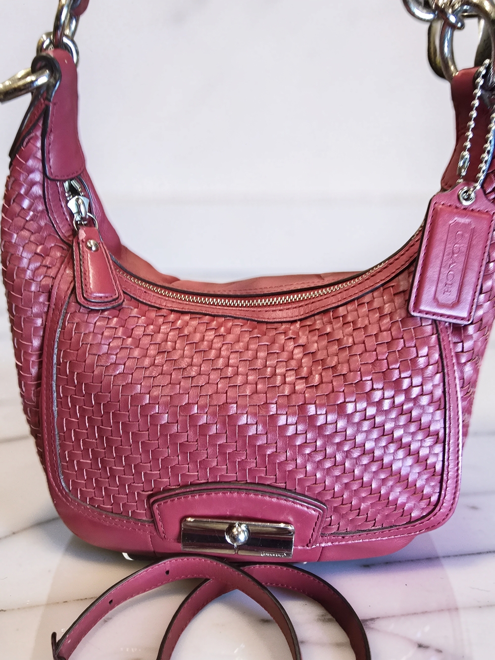 COACH Kristin Woven Leather Hobo Bag & Crossbody